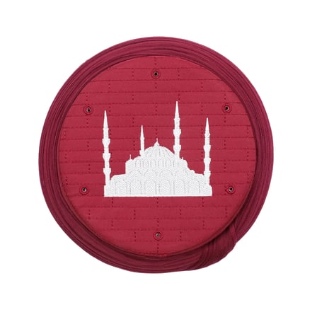 Cami Sarığı – Bordo Kumaş – Bordo Takke – Yuvarlak Sarım – Cami Nakışlı – 7 Metre
