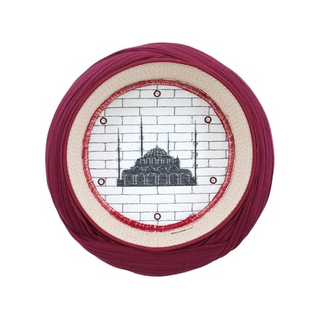 Cami Sarığı – Bordo Kumaş – Bordo Takke – Çapraz Sarım – Cami Nakışlı – 7 Metre