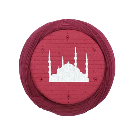 Cami Sarığı – Bordo Kumaş – Bordo Takke – Çapraz Sarım – Cami Nakışlı – 7 Metre