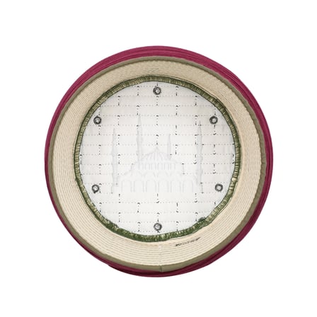 Cami Sarığı – Bordo Kumaş – Yeşil Takke – Yuvarlak Sarım – Cami Nakışlı – 7 Metre