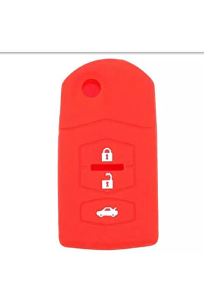 Mazda 2 3 5 6 8 Uyumlu Silikon Anahtar Koruma Kılıfı 3 Tuşlu Kırmızı Renk
