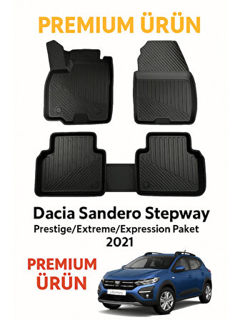 Dacia Sandero Stepway 2021+ Bardaklıklı 3D Havuzlu Oto Paspas