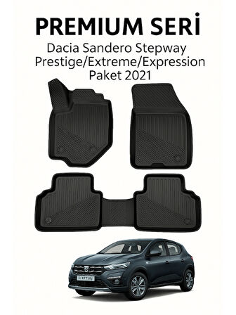 Dacia Sandero Stepway 2021+ Bardaklıklı 3D Havuzlu Oto Paspas