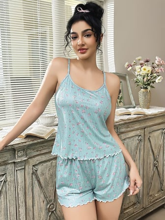 Delux Serisi Askılı Kombin Modern Kadın Şortlu Pijama Takımı Uyku Seti