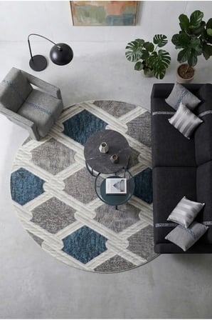 Kaymaz Tabanlı Halı Kesme Yolluk Salon Koridor Mutfak Yatak Odası Halısı Daire 3011 Mavi̇
