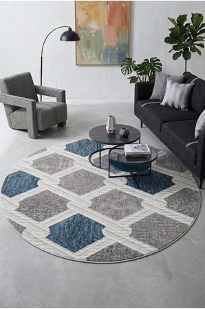 Kaymaz Tabanlı Halı Kesme Yolluk Salon Koridor Mutfak Yatak Odası Halısı Daire 3011 Mavi̇