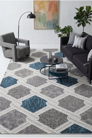 Kaymaz Tabanlı Halı Kesme Yolluk Salon Koridor Mutfak Yatak Odası Halısı Daire 3011 Mavi̇