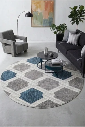 Kaymaz Tabanlı Halı Kesme Yolluk Salon Koridor Mutfak Yatak Odası Halısı Daire 3011 Mavi̇