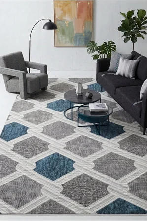 Kaymaz Tabanlı Halı Kesme Yolluk Salon Koridor Mutfak Yatak Odası Halısı Daire 3011 Mavi̇