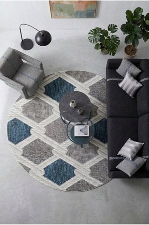 Kaymaz Tabanlı Halı Kesme Yolluk Salon Koridor Mutfak Yatak Odası Halısı Daire 3011 Mavi̇