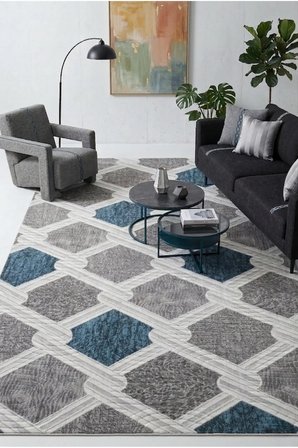 Kaymaz Tabanlı Halı Kesme Yolluk Salon Koridor Mutfak Yatak Odası Halısı Daire 3011 Mavi̇
