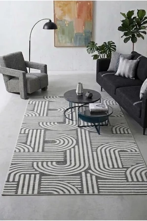 Kaymaz Tabanlı Halı Kesme Yolluk Salon Koridor Mutfak Yatak Odası Halısı Daire 3012 Gri