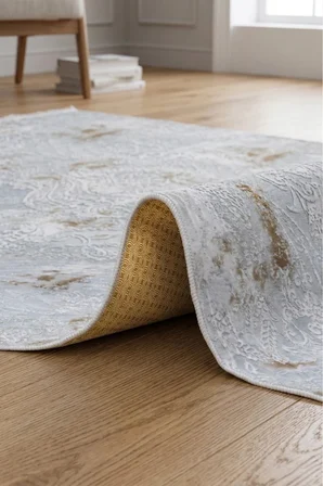 Kaymaz Tabanlı Halı Kesme Yolluk Salon Koridor Mutfak Yatak Odası Halısı 3018 Gri̇