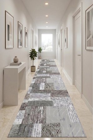 Kaymaz Tabanlı Halı Kesme Yolluk Salon Koridor Mutfak Yatak Odası Halısı 3019 Kahve