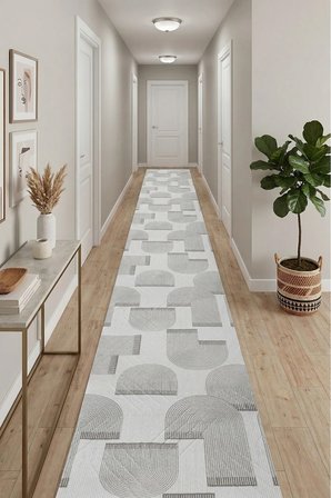 Kaymaz Tabanlı Halı Kesme Yolluk Salon Koridor Mutfak Yatak Odası Halısı Daire 3021 Gri