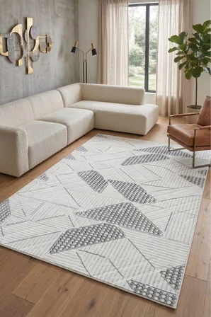 Kaymaz Tabanlı Halı Kesme Yolluk Salon Koridor Mutfak Yatak Odası Halısı 3023 Gri̇