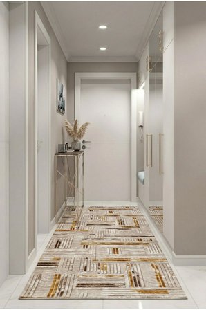 Kaymaz Tabanlı Halı Kesme Yolluk Salon Koridor Mutfak Yatak Odası Halısı 6005 Bej
