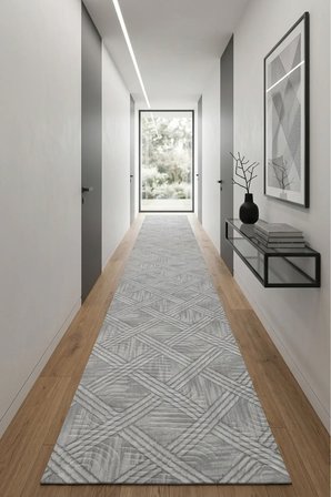 Kaymaz Tabanlı Halı Kesme Yolluk Salon Koridor Mutfak Yatak Odası Halısı 6008 Gri̇