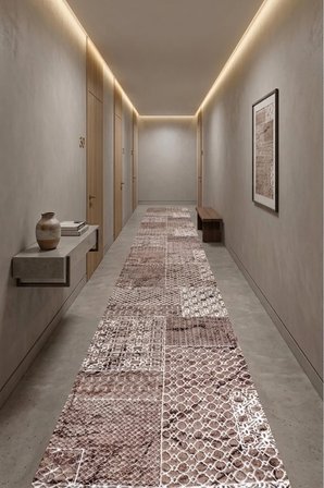 Kaymaz Tabanlı Halı Kesme Yolluk Salon Koridor Mutfak Yatak Odası Halısı 6009 Kahve