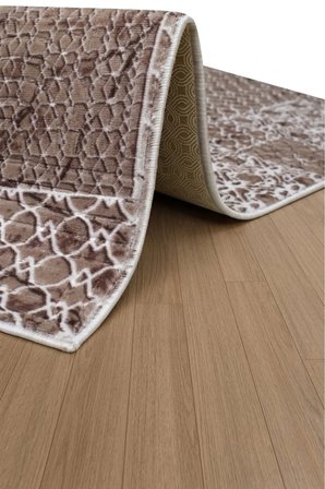 Kaymaz Tabanlı Halı Kesme Yolluk Salon Koridor Mutfak Yatak Odası Halısı 6009 Kahve