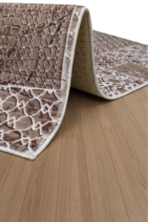 Kaymaz Tabanlı Halı Kesme Yolluk Salon Koridor Mutfak Yatak Odası Halısı 6009 Kahve