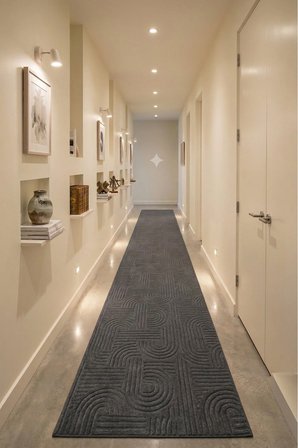 Kaymaz Tabanlı Halı Kesme Yolluk Salon Koridor Mutfak Yatak Odası Halısı 6017 Antrasi̇T