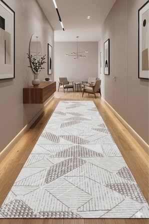 Kaymaz Tabanlı Halı Kesme Yolluk Salon Koridor Mutfak Yatak Odası Halısı 6023 Kahve