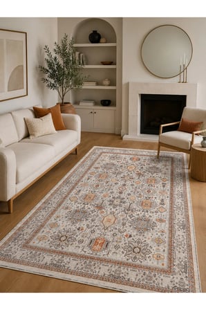Dekoratif Halı Kaymaz Taban Leke Tutmaz Yıkanabilir Kilim Özel Ölçü Salon Halısı 3008