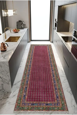 Dekoratif Halı Kaymaz Taban Leke Tutmaz Yıkanabilir Kilim Özel Ölçü Salon Halısı 3023-01