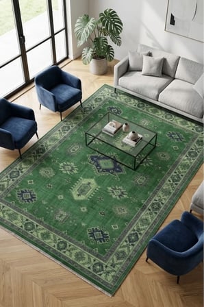 Dekoratif Halı Kaymaz Taban Leke Tutmaz Yıkanabilir Kilim Özel Ölçü Salon Halısı 3025-1