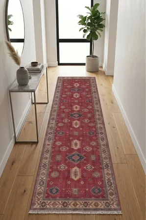 Dekoratif Halı Kaymaz Taban Leke Tutmaz Yıkanabilir Kilim Özel Ölçü Salon Halısı 3025-2