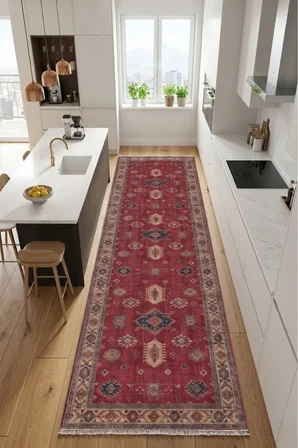 Dekoratif Halı Kaymaz Taban Leke Tutmaz Yıkanabilir Kilim Özel Ölçü Salon Halısı 3025-2