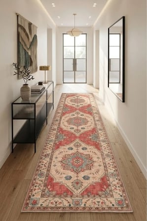 Dekoratif Halı Kaymaz Taban Leke Tutmaz Yıkanabilir Kilim Özel Ölçü Salon Halısı 3027-1