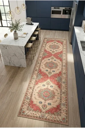 Dekoratif Halı Kaymaz Taban Leke Tutmaz Yıkanabilir Kilim Özel Ölçü Salon Halısı 3027-1