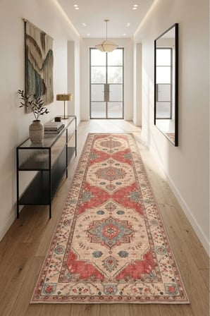 Dekoratif Halı Kaymaz Taban Leke Tutmaz Yıkanabilir Kilim Özel Ölçü Salon Halısı 3027-1