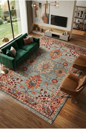 Dekoratif Halı Kaymaz Taban Leke Tutmaz Yıkanabilir Kilim Özel Ölçü Salon Halısı 3030