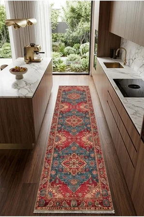 Dekoratif Halı Kaymaz Taban Leke Tutmaz Yıkanabilir Kilim Özel Ölçü Salon Halısı 3033