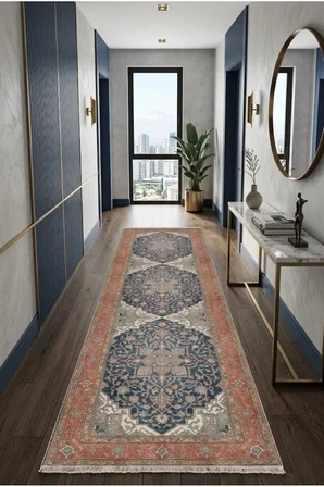 Dekoratif Halı Kaymaz Taban Leke Tutmaz Yıkanabilir Kilim Özel Ölçü Salon Halısı 3041