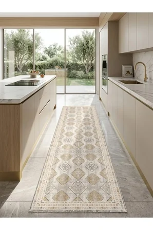 Dekoratif Halı Kaymaz Taban Leke Tutmaz Yıkanabilir Kilim Özel Ölçü Salon Halısı 3048