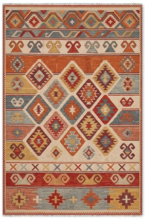Dekoratif Halı Kaymaz Taban Leke Tutmaz Yıkanabilir Kilim Özel Ölçü Salon Halısı 3052