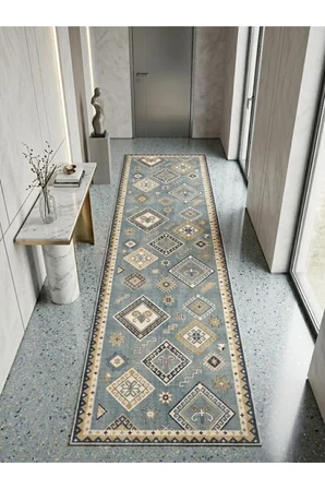 Dekoratif Halı Kaymaz Taban Leke Tutmaz Yıkanabilir Kilim Özel Ölçü Salon Halısı 3054