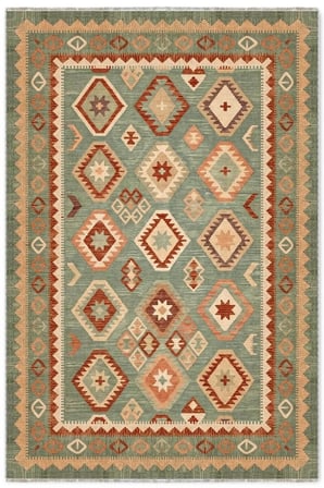 Dekoratif Halı Kaymaz Taban Leke Tutmaz Yıkanabilir Kilim Özel Ölçü Salon Halısı 3055