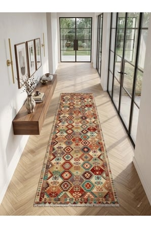 Dekoratif Halı Kaymaz Taban Leke Tutmaz Yıkanabilir Kilim Özel Ölçü Salon Halısı 3056
