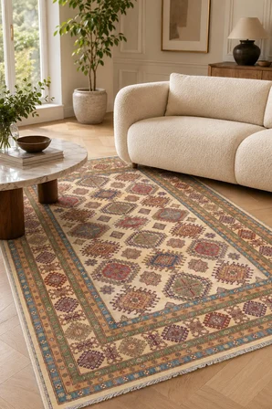 Dekoratif Halı Kaymaz Taban Leke Tutmaz Yıkanabilir Kilim Özel Ölçü Salon Halısı 3057
