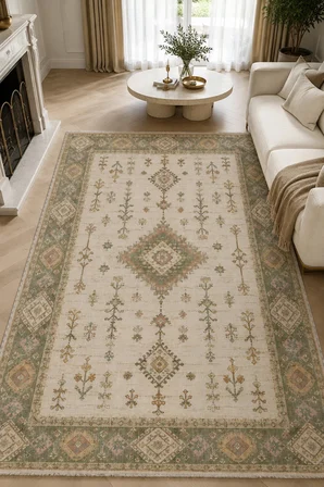 Dekoratif Halı Kaymaz Taban Leke Tutmaz Yıkanabilir Kilim Özel Ölçü Salon Halısı 3062