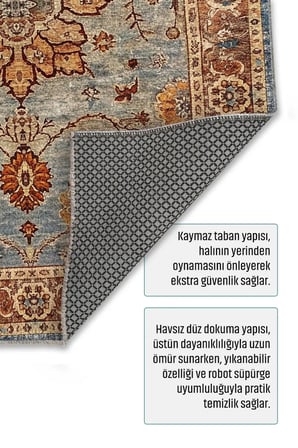 Yolluk Halı Kaymaz Taban Yıkanabilir Leke Tutmaz Kilim Özel Ölçü Koridor Halısı 3034