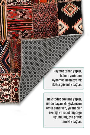 Yolluk Halı Kaymaz Taban Yıkanabilir Leke Tutmaz Kilim Özel Ölçü Koridor Halısı 3046