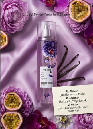Midnight Wishes Body Mist 250 ml - Çarkıfelek Meyvesi, Mor Şakayık ve Vanilya Notalı Vücut Spreyi (Özel Seri)