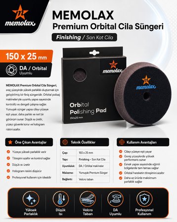 Premium Orbital Cila Süngeri 150*25 Siyah