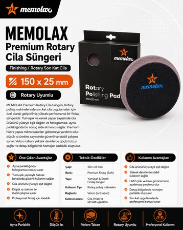 Premium Rotary Cila Süngeri 150*25 Siyah
